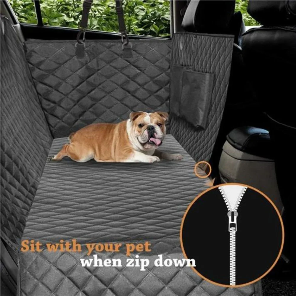 Quilted Dog Car Seat Cover w/ Side Flap Pet Backseat Cover for Cars, 57''Wx60''L